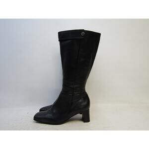 NATURALIZER Womens Sz 9 W Black Leather Zip 14" Shaft Knee High Fashion Boots